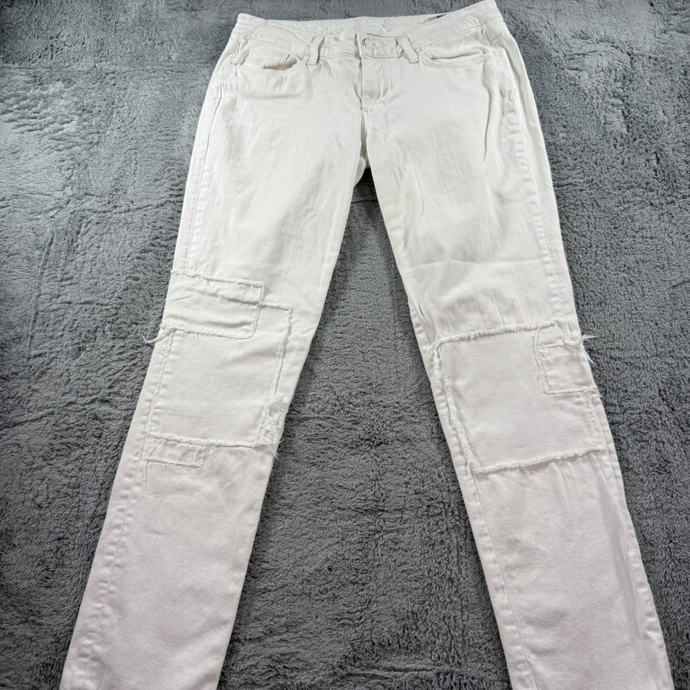 Paige Jimmy Jimmy Skinny Jeans White Distressed Patch Denim Size 32 29x32